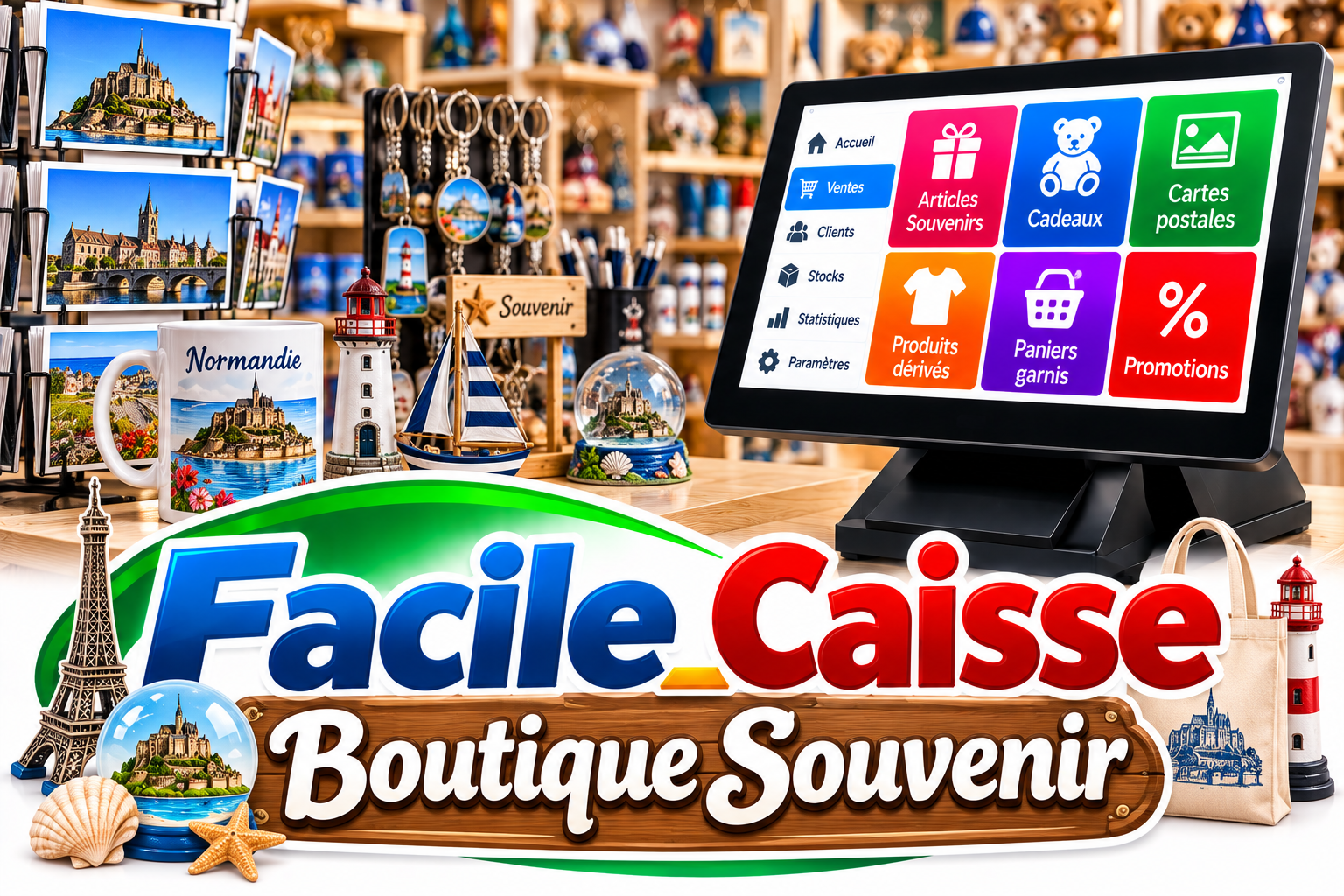 Facile_Caisse Boutique Souvenir : logiciel de caisse pour boutique de cadeaux, souvenirs et produits régionaux